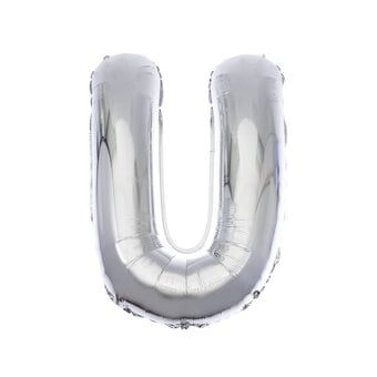 Extra Large Silver Foil Letter U Balloon