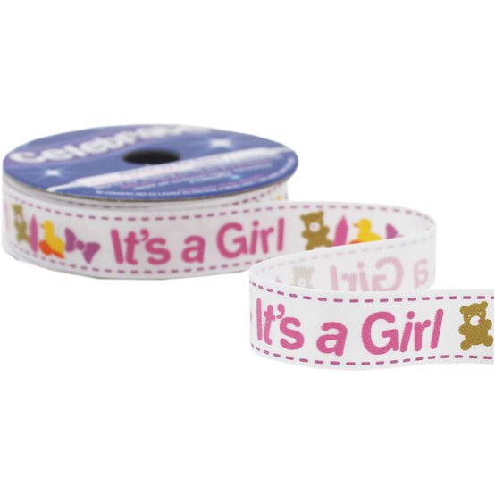 It's a Girl Satin Ribbon 12mm x 3.5m image number 3