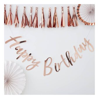 Ginger Ray Rose Gold Happy Birthday Bunting 1.8m