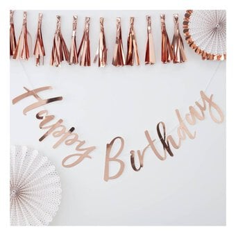 Ginger Ray Rose Gold Happy Birthday Bunting 1.8m image number 2