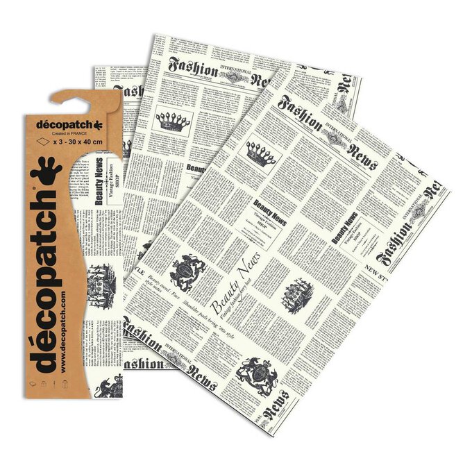 Decopatch Newspaper Print Paper 3 Sheets image number 1