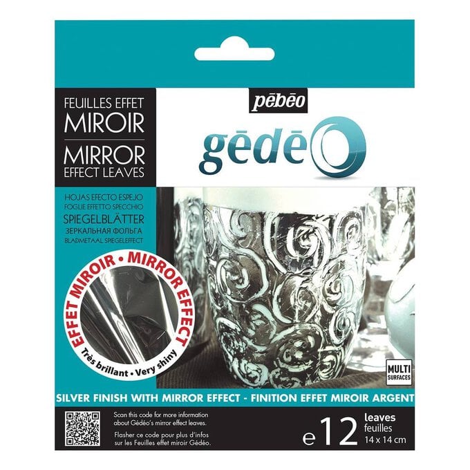Pebeo Silver Mirror Effect Leaves 12 Sheets image number 1