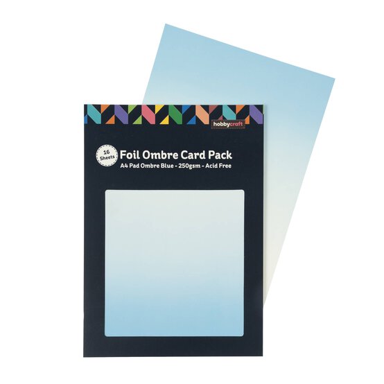 Blue Ombre Foil Card A4 16 Pack image number 1