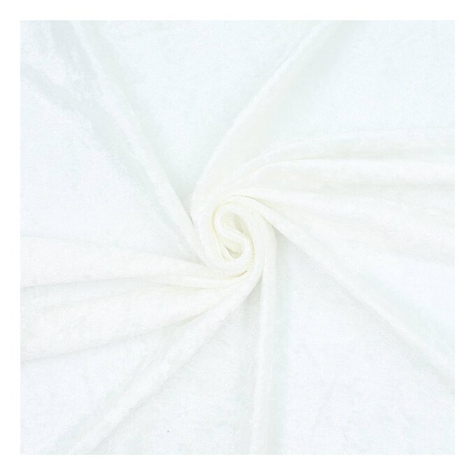 Cream Crushed Velour Fabric by the Metre Hobbycraft