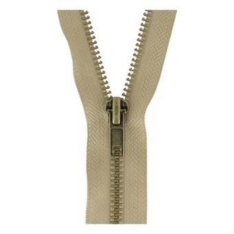 Milward Fawn Brass Trouser Zip 18cm