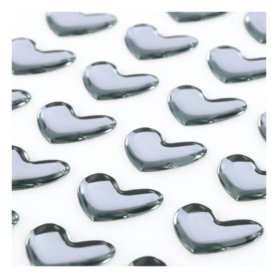 Silver Heart Epoxy Stickers 36 Pack image number 2