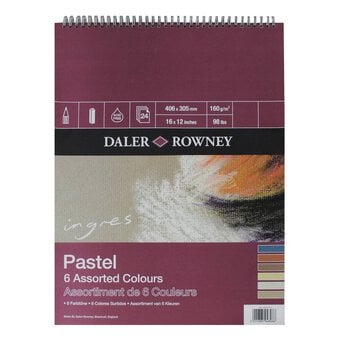 Daler-Rowney Assorted Ingres Pastel Paper 16 x 12 Inches 24 Sheets