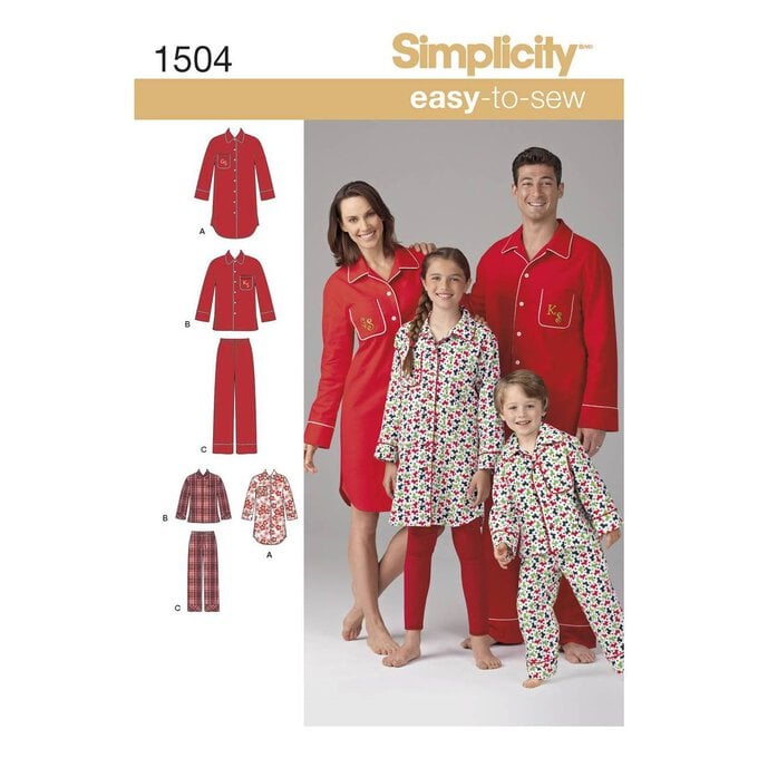Simplicity Family Sleepwear Sewing Pattern 1504 image number 1