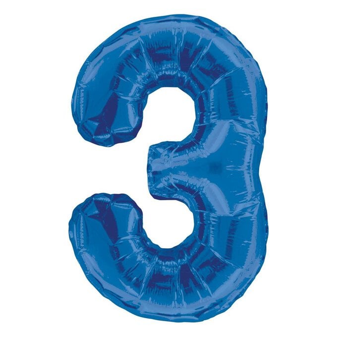 Extra Large Blue Foil 3 Balloon image number 1