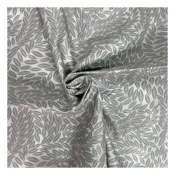 Silver Cotton Textured Leaf Blender Fabric by the Metre