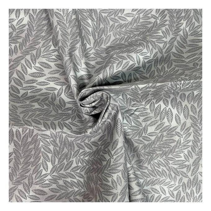 Silver Cotton Textured Leaf Blender Fabric by the Metre image number 1