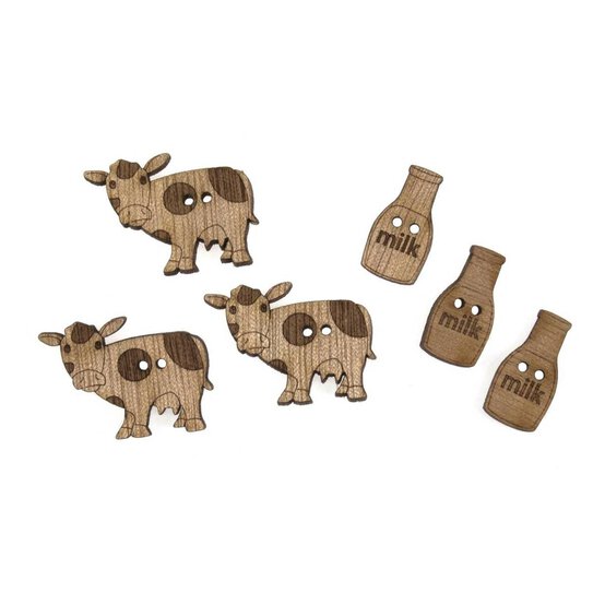 Trimits Wooden Farm Buttons 6 Pieces image number 1