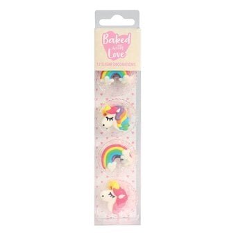Baked With Love Unicorn and Rainbow Sugar Toppers 12 Pack