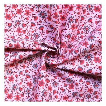 Pink Mindy Polycotton Ditsy Fabric by the Metre