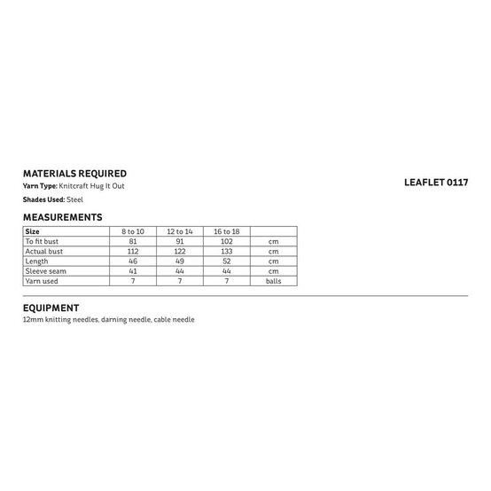 Knitcraft Chunky Cable Jumper Digital Pattern 0117 image number 2