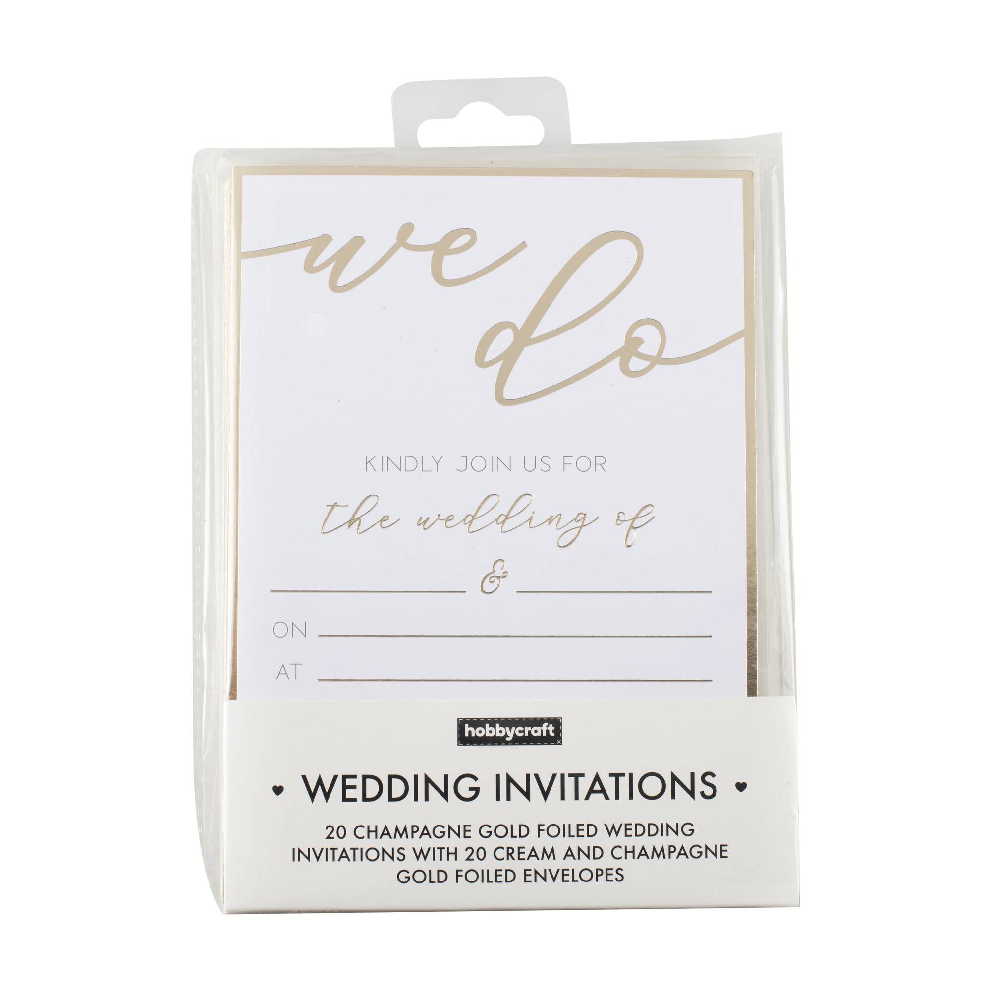 Champagne Gold Wedding Invitations 20 Pack Hobbycraft