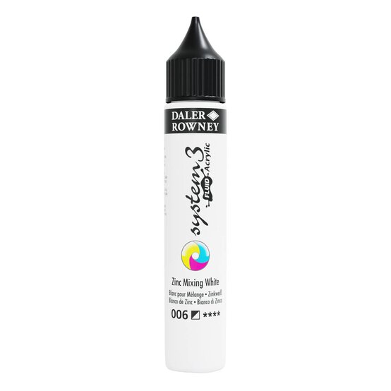 Daler-Rowney System3 Zinc Mixing White Fluid Acrylic 29.5ml (006) image number 1