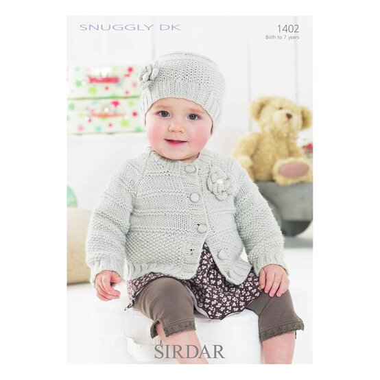 Sirdar Snuggly DK Cardigan and Hat Digital Pattern 1402 image number 1