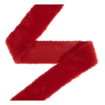 Red Faux Fur Ribbon 3.5cm x 1m