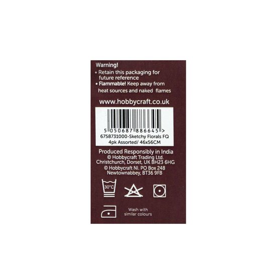 Sketchy Floral Cotton Fat Quarters 4 Pack image number 8