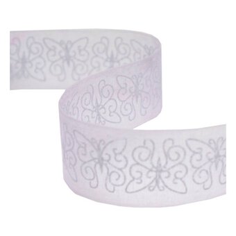 White Butterfly Organdie Ribbon 25mm x 3m