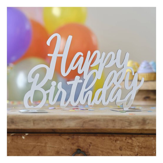 Silver Acrylic Happy Birthday Sign 32cm x 20cm image number 1