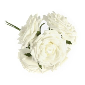 White Open Rose Bouquet 6 Pieces image number 2