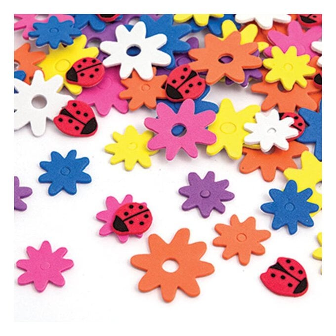 Assorted Flowers and Ladybird Foam Stickers