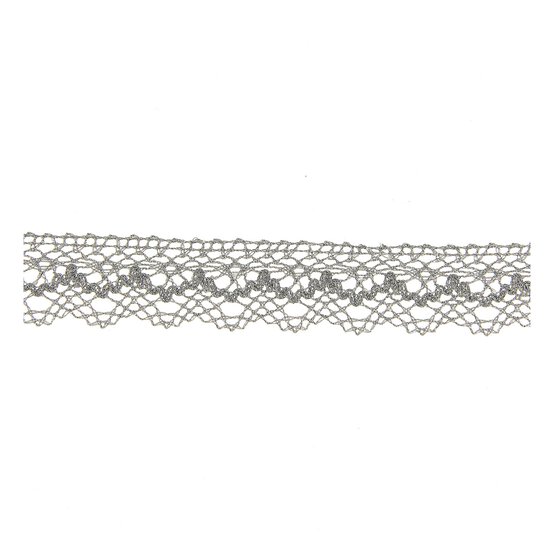 Silver Metallic Crochet Lace Trim by the Metre image number 1