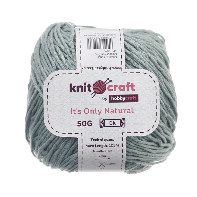 Knitcraft Grey It's Only Natural Light DK Yarn 50g image number 1