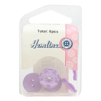 Hemline Lilac Basic Scalloped Edge Button 6 Pack