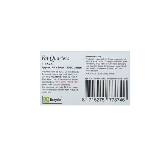 Laura Ashley Pink Blossom Hideaway Fat Quarters 4 Pack image number 8