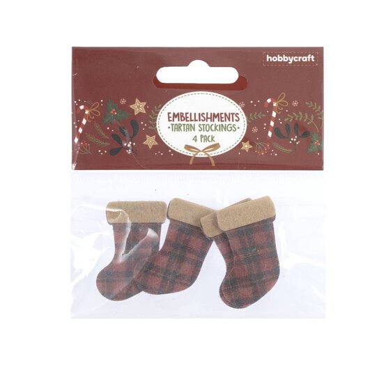 Tartan Stocking Felt Toppers 4 Pack image number 3