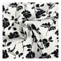 Black Floral on White Crinkle Print Fabric by the Metre image number 1