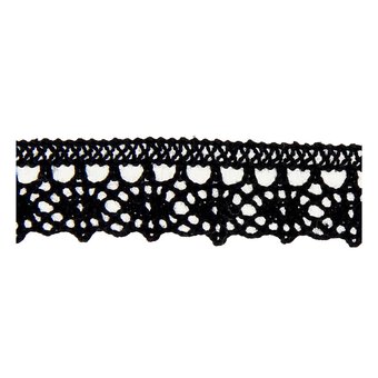 Black 25mm Cotton Lace Trim by the Metre