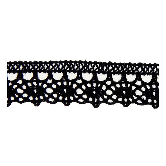 Black 25mm Cotton Lace Trim by the Metre image number 2