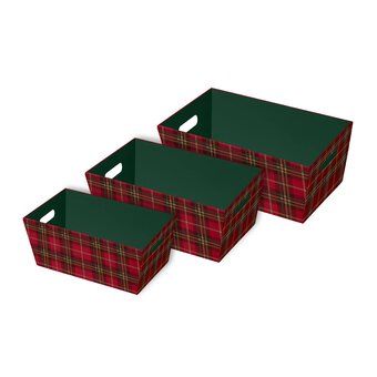 Tartan Hamper Tray 3 Pack