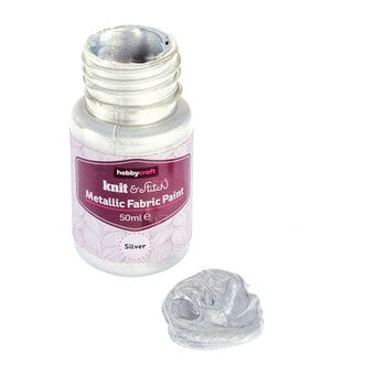 Silver Metallic Fabric Paint 50ml  image number 2