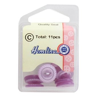Hemline Lilac Spiral Edge Buttons 13.75mm 11 Pack