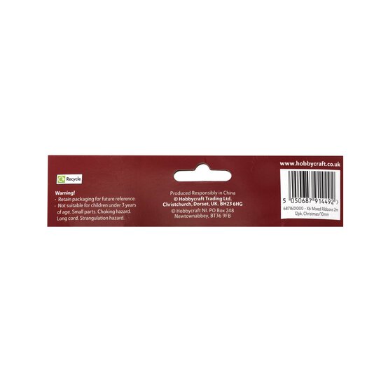 Mixed Christmas Ribbons 2m 12 Pack image number 4