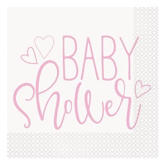 Pink Hearts Baby Shower Napkins 16 Pack