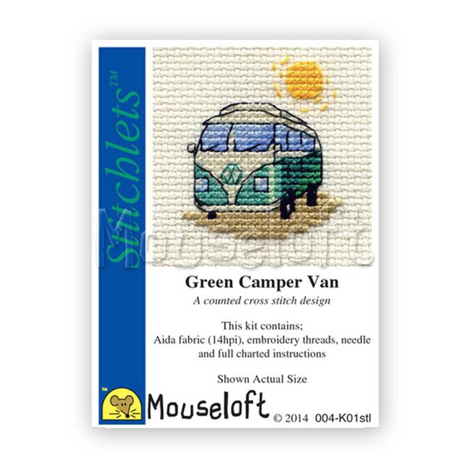 Mouseloft Stitchlets Green Camper Van Cross Stitch Kit image number 1