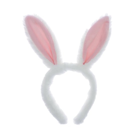 White and Pink Bunny Ears Headband image number 3