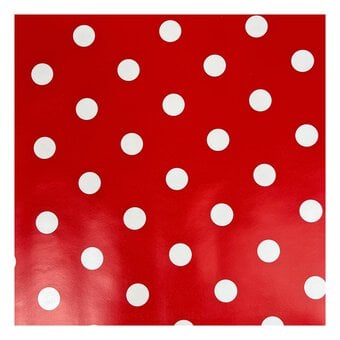 White on Red Printed Spot PVC Fabric by the Metre image number 2