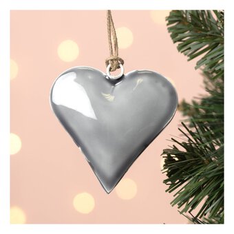 Hanging Grey Heart Decoration 7.5cm 
