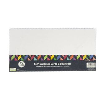 White Scalloped Cards and Envelopes 8 x 8 Inches 25 Pack image number 5