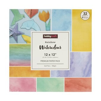 Rainbow Watercolour 12 x 12 Inches Paper Pack 32 Sheets