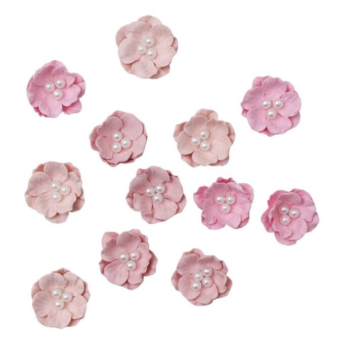 Pink Pearl Blossom Paper Flowers 20 Pack image number 1