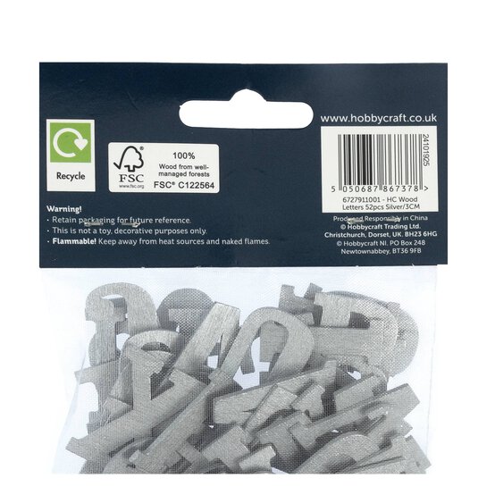 Silver Wooden Letters 52 Pieces image number 4