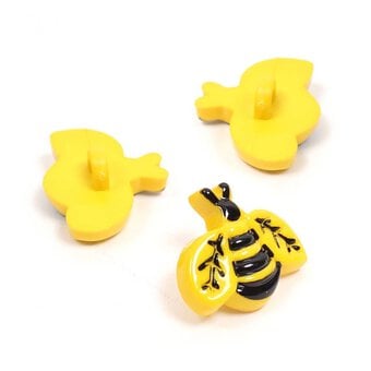 Hemline Yellow Novetly Bee Button  3 Pack